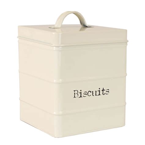 Metal Biscuit Canister With Lid, (Ivory), By Home Basics 